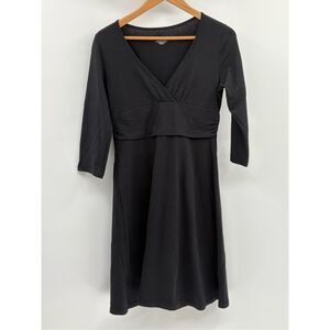 Patagonia Wrap Dress Women Size Medium Black 3/4 Sleeve‎